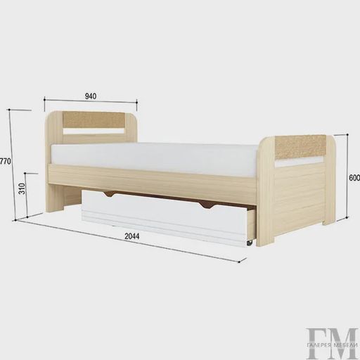 Односпальная кровать «Стиль 900.3», кофе (900x2000)